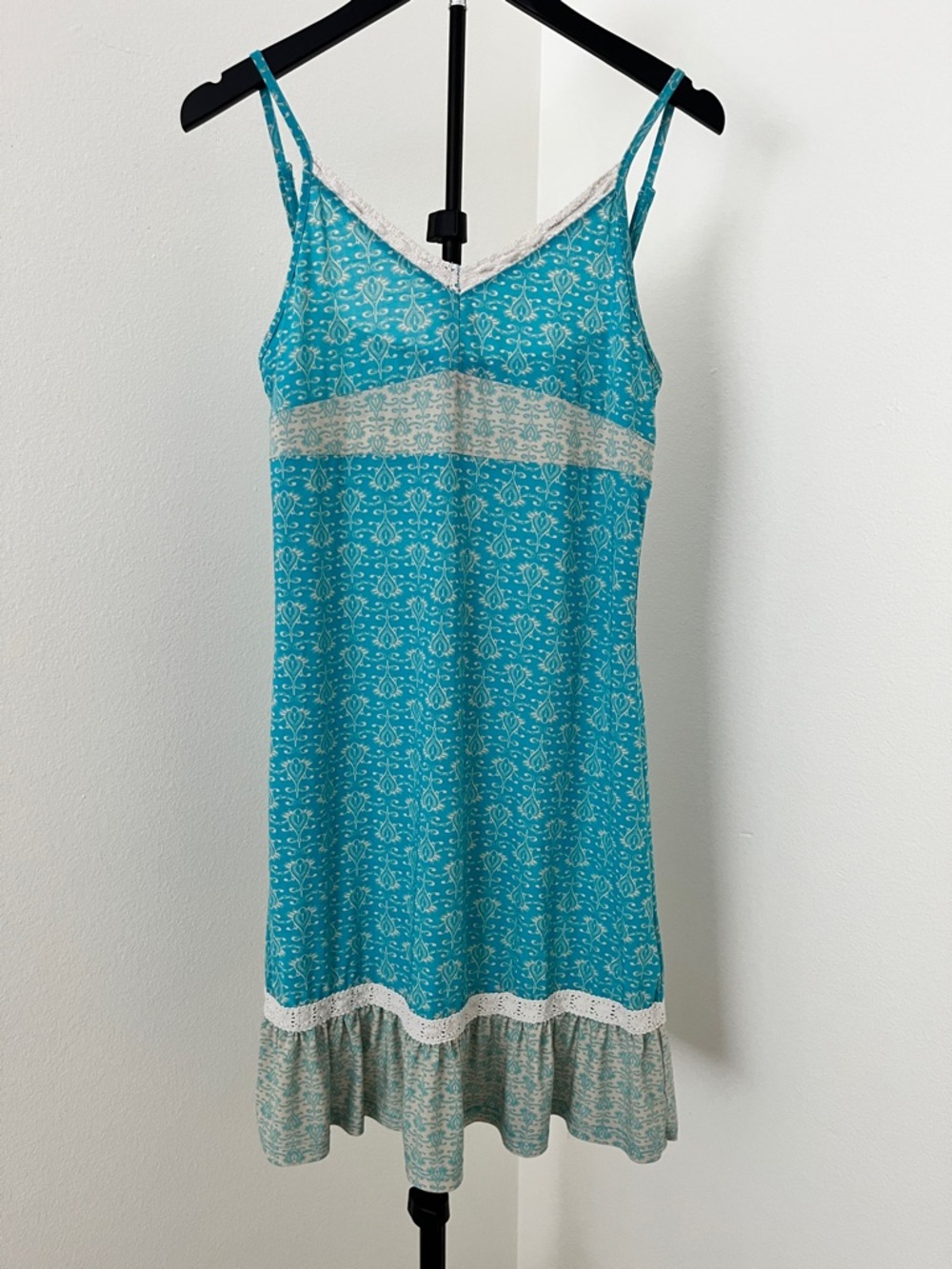 💖 Catherine Malandrino Sexy Turquoise Boho Slip Dress | Chic Vintage